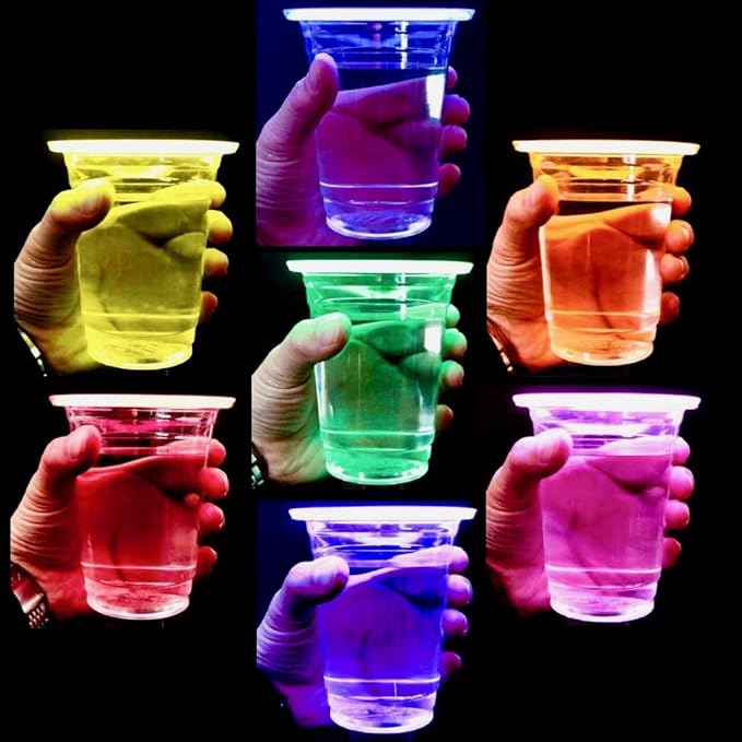 16oz Glow In The Dark Party Cups - Multi-Color Variety Pack with 7 Bright Glow-In-The-Dark Colors - The Perfect Glow Party Supplies for an Epic Glow in the Dark Party