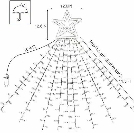 IAMAGOODLADY Christmas Decorations,Christmas Lights Outdoor 350LED 11.5FT 9 Strand Christmas Decorations with 8 Lighting ModesMemory Function,Star String Lights Only Lightning Deals of Today