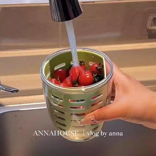 Double-layer drain cup, Harada Osamu yogurt, fruit cup with lid, spoon, portable DIY sticker, leak-proof lunch box, go out