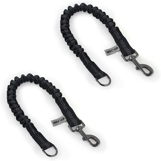 Shock Absorber Reflective Threads Bungee Dog Leash for Running?Trainning?Recall 2-Pack Black