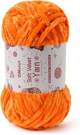 100g Fluffy Velvet Chenille Yarn for Crocheting and Knitting, 80m (87.5yd) Baby Yarn for Crocheting Soft, Crochet Chunky Yarn Amigurumi Yarn (Orange)