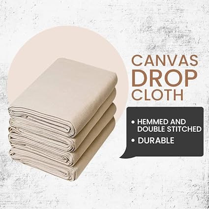 ZUPERIA Canvas Drop Cloth (Size 12 x 15 Feet - Pack of 2) - Pure Cotton Painters Drop Cloth for Painting, Furniture Floor Protection - All Purpose Thick Canvas tarp with Double Stitched Edges