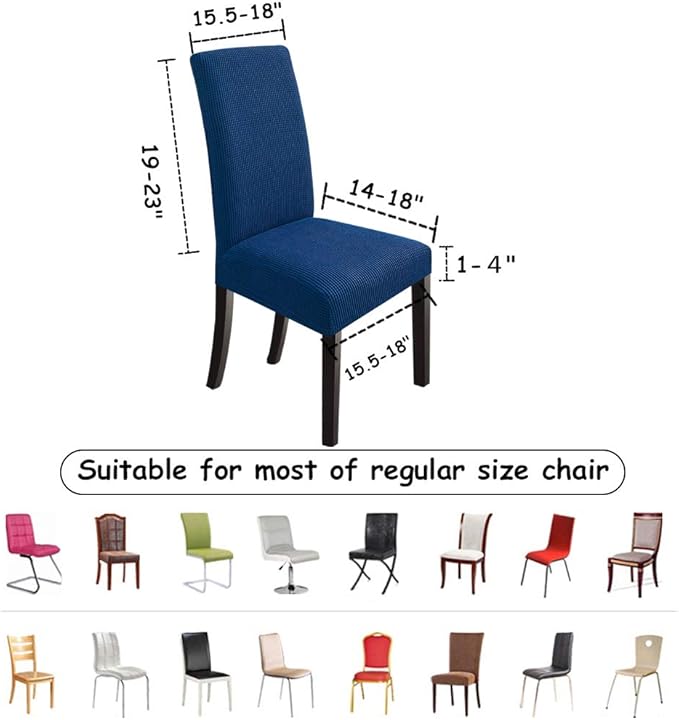 NORTHERN BROTHERS Chair Covers Set of 2 Parsons Chair Covers Chair Slipcovers Super Fit Kitchen Chair Protector Cover for Dining Room, Navy Blue