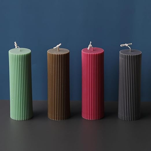 Acrylic Candle Mould Pillar Candle Molds Cylinder Candle Mold Cylindrical Candle Mould DIY Candle Making Moulds Stripe Mold for Making 3D Candles, Soaps, Wax Crafts (6x15cm)