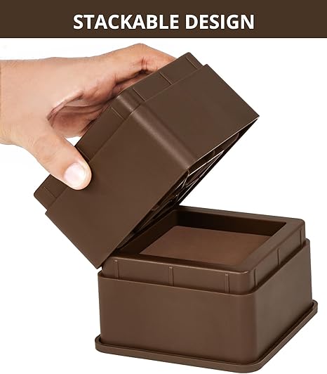 Utopia Bedding Bed Risers 2 Inch - Pack of 4 - Adjustable Furniture Risers 2 4 inch - Anti Slip Foam Rubber Pad - Stackable Bed Lifts Risers Heavy Duty for Sofa, Bed, Table, Couch Chair (Brown)