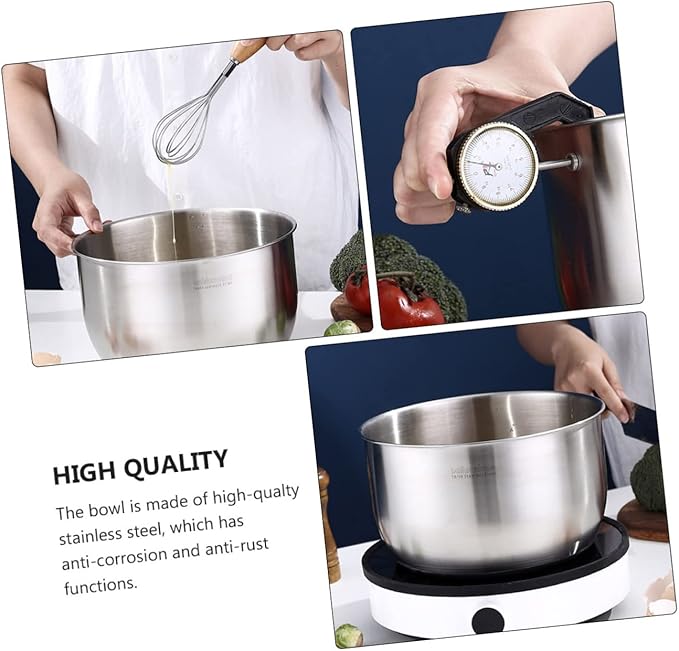 XENITE 1pc Steel Duty Whisking Storage Heavy Scale Supplies Serving Cream Mixing Blender Prep Stainless Deep Pot Grade Tool for Nesting Cooking Deeper Egg Baking Measurement Plates