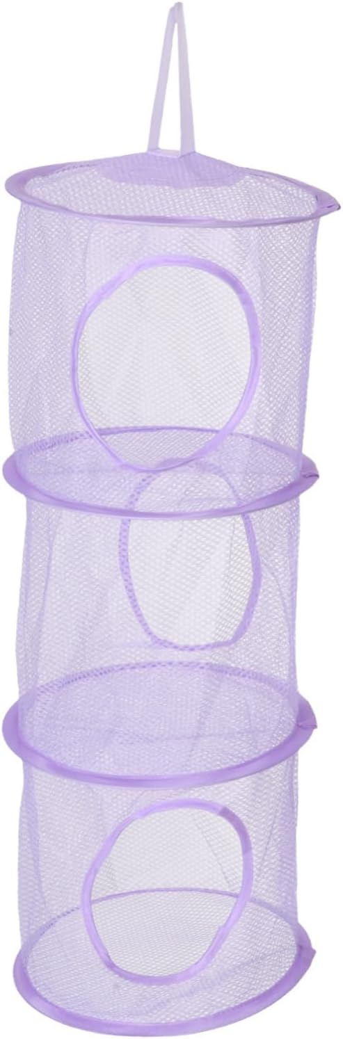 Healifty Mesh Hanging Storage Bag 3 Layer Storage Organizer Clothes Organizer Bag for Laundry Toys Shoes Wall-Mounted Basket