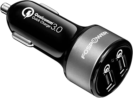 FosPower USB Car Charger, 3.0 Fast Charging 2 Port Cigarette Lighter Adapter UL Listed 36W Qualcomm Quick Charger Compatible with iPhone, iPad, Samsung Galaxy, LG, Google Pixel, Moto