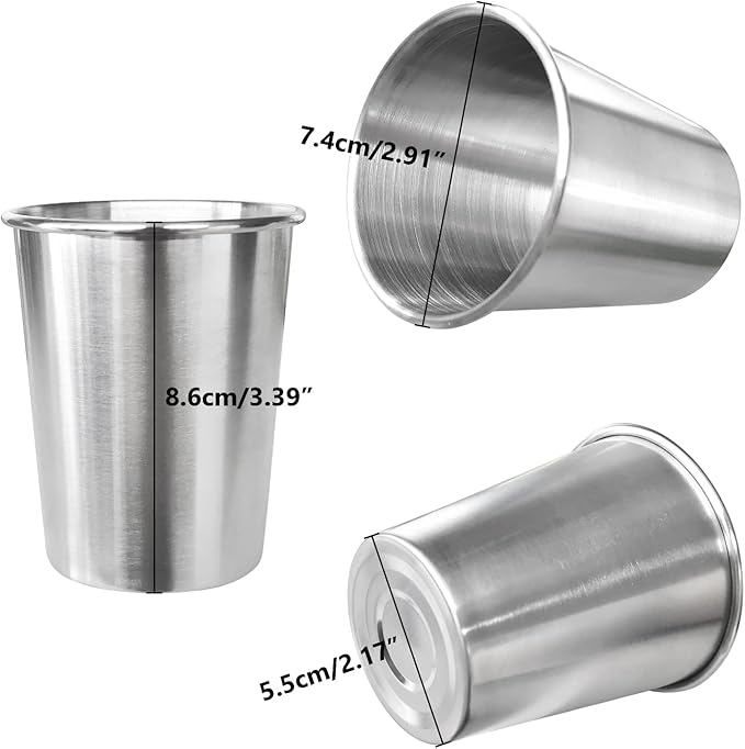 6 Pack 8 oz Stainless Steel Kids Cups, Children's Pint Cups, Stackable Metal Cups, Shatterproof Drinking Glasses
