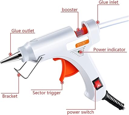 Hot Glue Gun 40W Hot Melt Glue Gun With Switch For 7mm Glue Stick Mini Indusrial Adhesive Hot Gun Electric Heat Temperature Gun Repair Tool for DIY Arts, Crafts and Quick Repairs(White Glue gun)