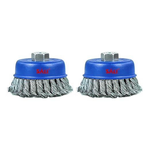SALI 1 Wire Cup Brush, 4 Inch Twisted Knotted Cup Brush for Grinders, with 5/8-11 Inch Arbor for Heavy Cleaning Rust, Stripping and Abrasive, for Angle Grinder