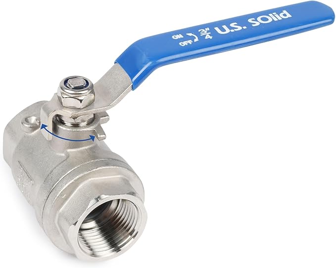 U.S. Solid 34 inch Ball Valve 304 Stainless Steel Female Ball Valve, Full Port