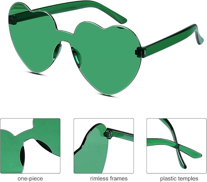3 Pair Heart Shape Sunglasses for Women, Valentine, Mardi, Gras, Summer Women's Party Favor