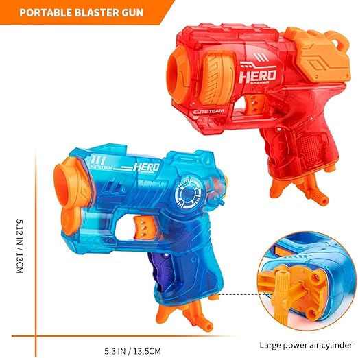 Banvih 2 Pack Mini Blaster Guns for Nerf, Small Toy Pistols for Toddlers Ages 3-5, Kids Ages 5-7 8-12 Year Olds - 20 Refill Foam Darts and 2 Wristbands, for Birthday Gifts