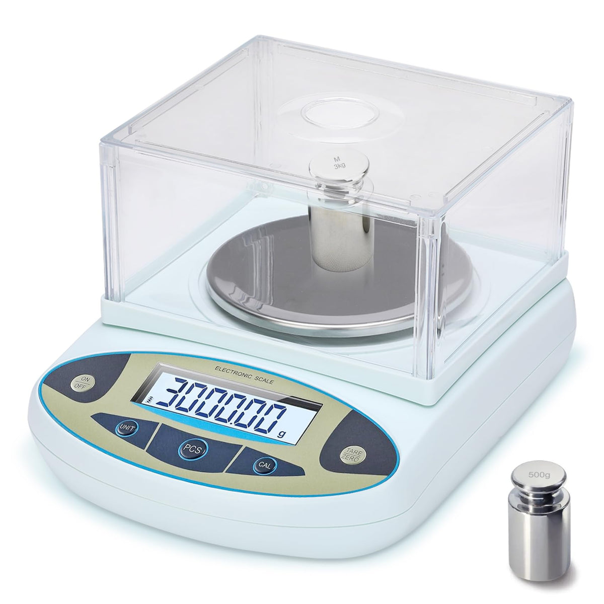 Lab Scale 500g*0.001g,High Precision Accurate Analytical Balance with Windshield,Lab Scale Electronic Scientific Scale Digital Precision Weighing Scale Jewelry Scales(Missing Calibration Weight)