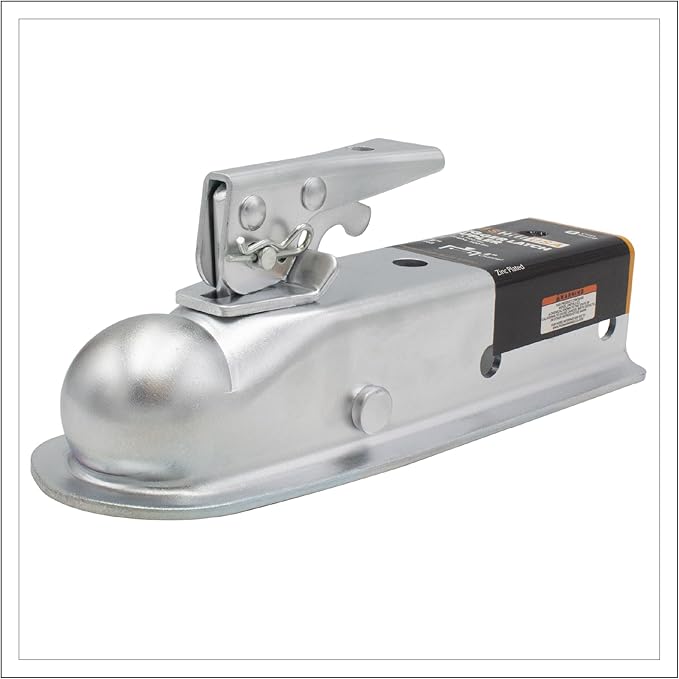 USA GH 25153 Straight Tongue Trailer Coupler for 2-Inch Channel, 2-in Hitch Ball, 3,500 lbs, Zinc Plating