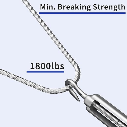 LuckIn 18" Stainless Steel Cable 300FT, T316 Aircraft Cable for Railing, Decking Outdoor Projects - Uncoated Marine Grade