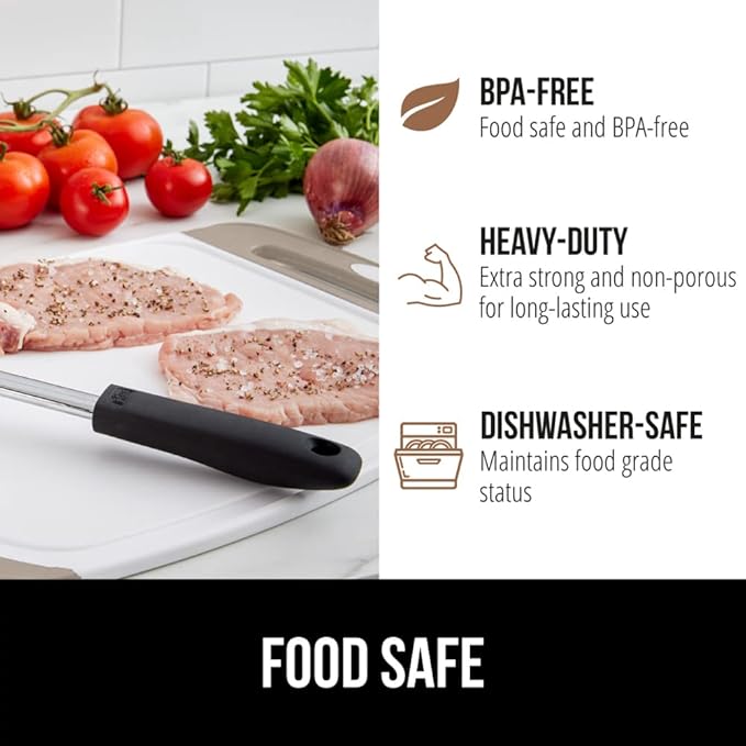 The Original Gorilla Grip Oversized 100% BPA Free Reversible Durable Kitchen Cutting Board , Juice Grooves, Dishwasher Safe, Easy Grip Handle Border, Food Chopping Boards - 1 pc (Almond)