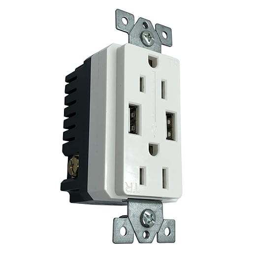 ChaossCo USB Outlet Tamper Resistant Receptacle AC 15 Amp 100-240V Input with 2 Type A USB 5V 2.1A and 4A Output Wall Socket, White, Pack of 1, in-Wall
