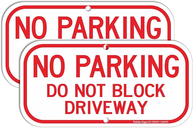 2 Pack No Parking Sign, Do Not Block Driveway Sign, Rust Free .40 Aluminum 12 x 6 Inches, UV Protected, Weather Resistant, Waterproof, Durable Ink?Easy to Mount