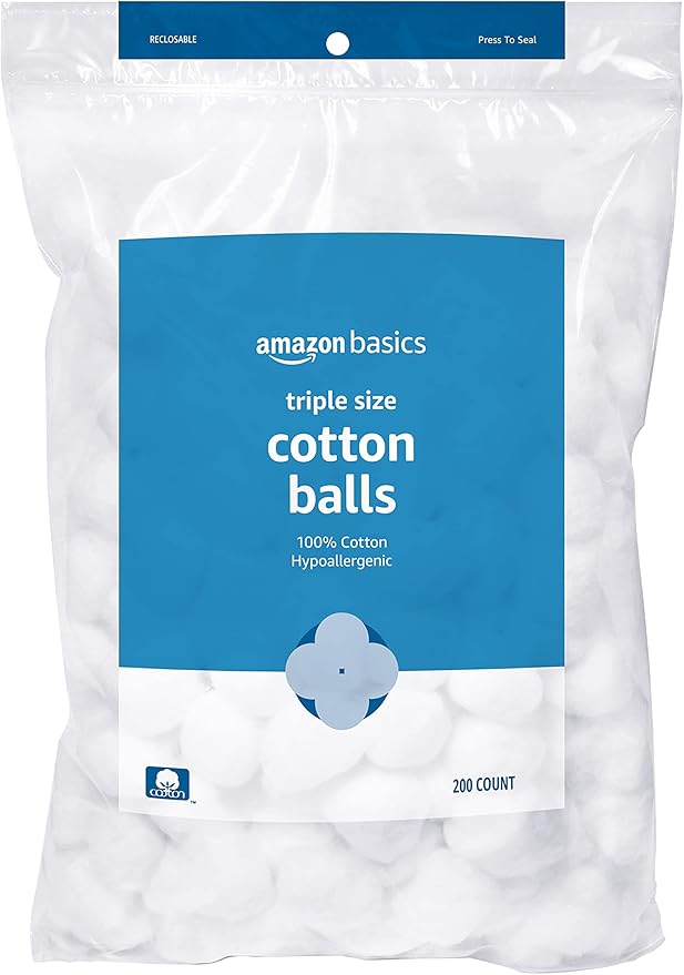 Basics Cotton Balls for Skincare, 200 Count (Previously Solimo)