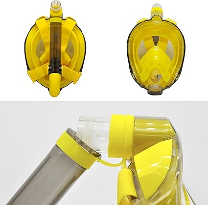 Full Face Snorkel Mask with Dry Snorkel, 180 Panoramic View Diving Mask,Anti-Leak Anti-Fog Scuba Mask Snorkel Swimming Mask for Adults