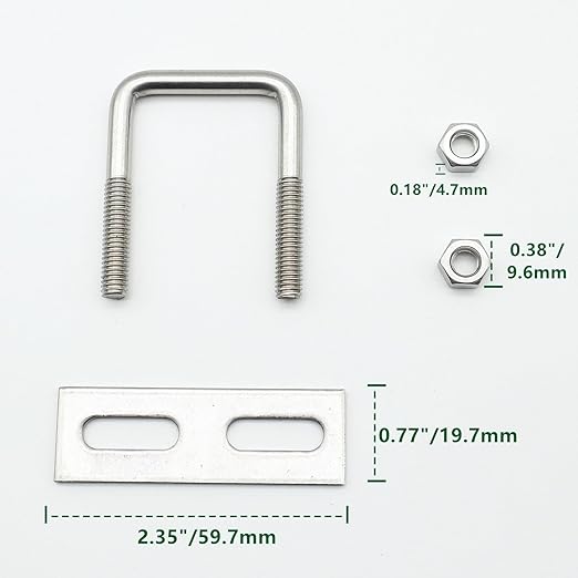 Stainless Steel Square U Bolt Clamp, Square Tube Clamps with Nut and Plate for Boat Trailer (M6*65 * 80)