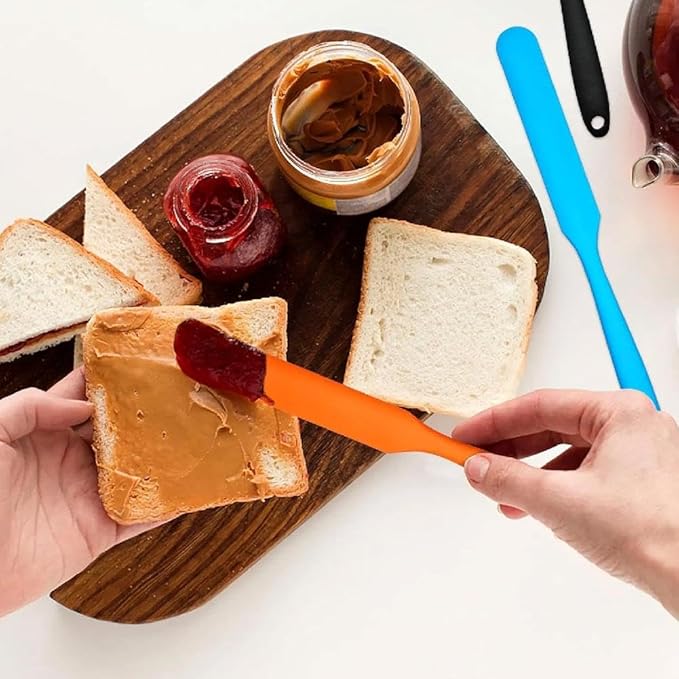 Jar Spatula, Silicone Jar Scraper with Long Handle, Heat Resistant Kitchen Spatulas, Jam Spreader for Peanut Butter Cake Cream Spatulas Mixing Scraper, Jar Blenders, Kitchen Must Have