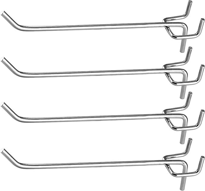 50 Pcs Pegboard Hooks 6 Inch, Heavy Duty Peg Hooks, Metal Shelving Hooks fits 14 and 18" Pegboard Garage Storage Organizer