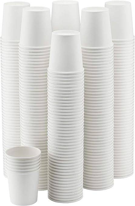 NYHI 300 Pack 8 oz White Paper Disposable Coffee Cups Hot Cold Beverage Drinking Cup for Water Juice Espresso Tea Ideal for Water Coolers Party