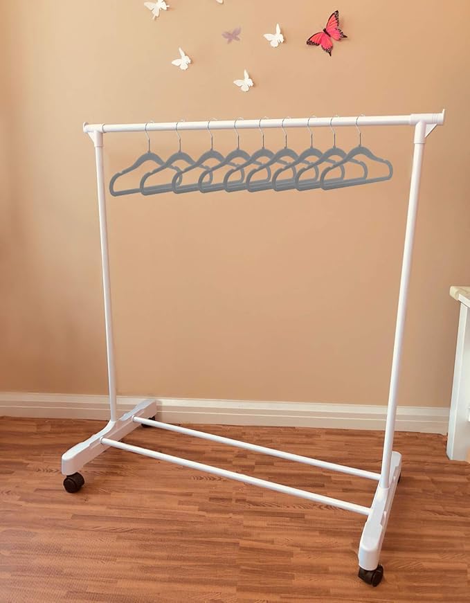 Childrens Velvet Hangers - 10 Gray Velvet Hangers (for use with Child Garment Rack)