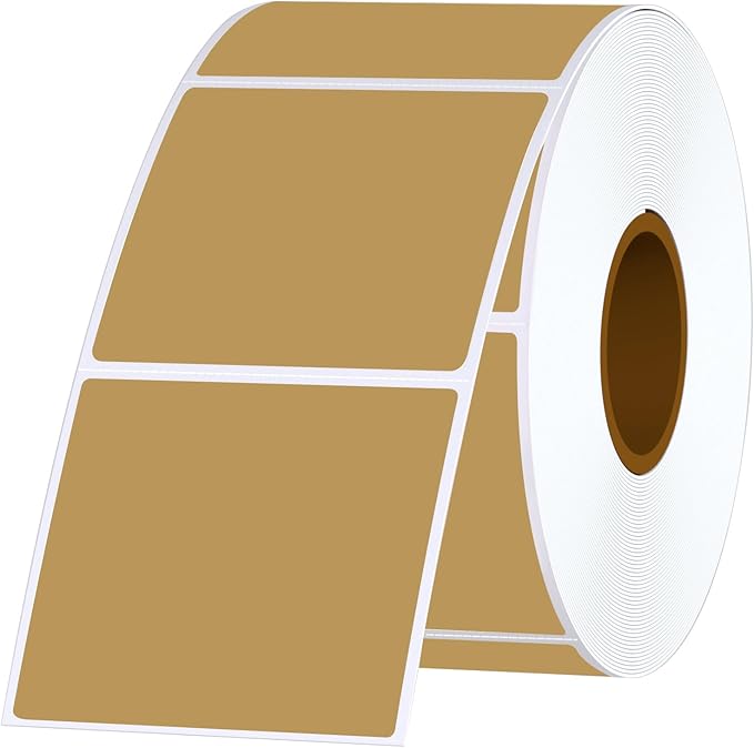 2x2 Square Thermal Labels Thermal Sticker Labels with Perforated Line, 500 Sheets1 Roll, White, for QR Code, Baking, Product Logo, Business