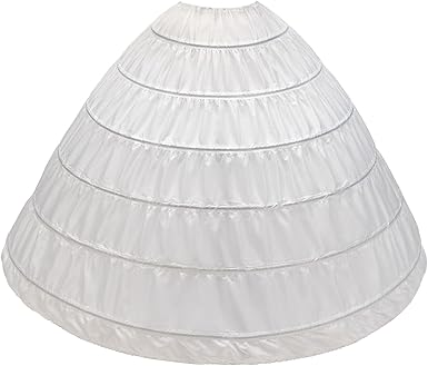 CEZOM Women 6 Hoop Petticoat Crinoline Underskirt for Bridal Wedding Dress MPT036