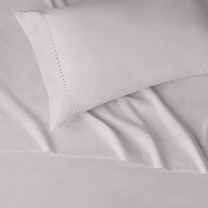 Basics Lightweight Super Soft Easy Care Microfiber 3 Piece Bedsheets Set with 14-Inch Deep Pockets, Twin, Light Gray, Solid