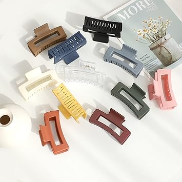 Square Frosting Claw Clips,Big Hair Clips Nonslip Matte Barrettes Thin Thick Short Hair for WomenGirls (Off white)