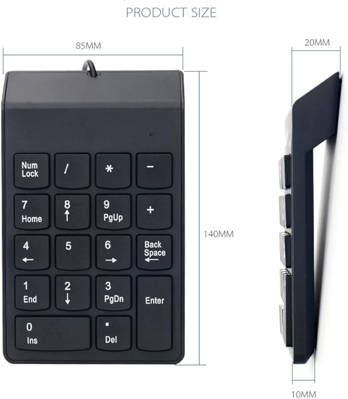 Numeric Keypad,USB Numeric Keypad, USB 18 Key Number Numeric Keypad Keyboard for LaptopNotebook PC Computer