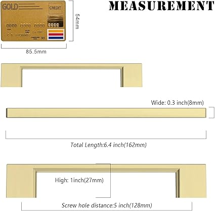 Amerdeco 10 Pack Brushed Gold Cabinet Pulls 5 Inch(128MM) Hole Centers Kitchen Cabinet Handles Cabinet Hardware Kitchen Handles for Cabinets Cupboard Handles Drawer Pulls ZH0060