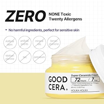 HOLIKA HOLIKA Good Cera Super Ceramide Cream Soothing Facial Cream Skin Moisturizer Ceramide Cream Korean Moisturizer for Face Deeply Nourishing Face Cream for Dry Skin 2.02 fl oz