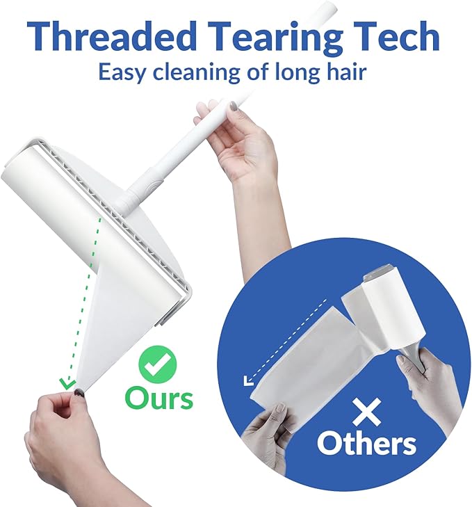 Lint Roller Refills - DELOMO Large Lint Roller Refill (2 Packs 180 Sheets) for Lint Remover, 9.45 in Pet Mega Extreme Stick Refill for Floor Roller, Cleaning for Carpets, Cars, Clothing, and Pet Hair
