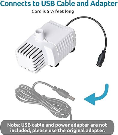 ORSDA Cat Water Fountain Pump for D30 D60 Fountain, Water Pump Replacement No LED Light, Pet Water Fountain Motor Replacement for Stainless Steel Cat Dog Water Dispenser (Water Pump)