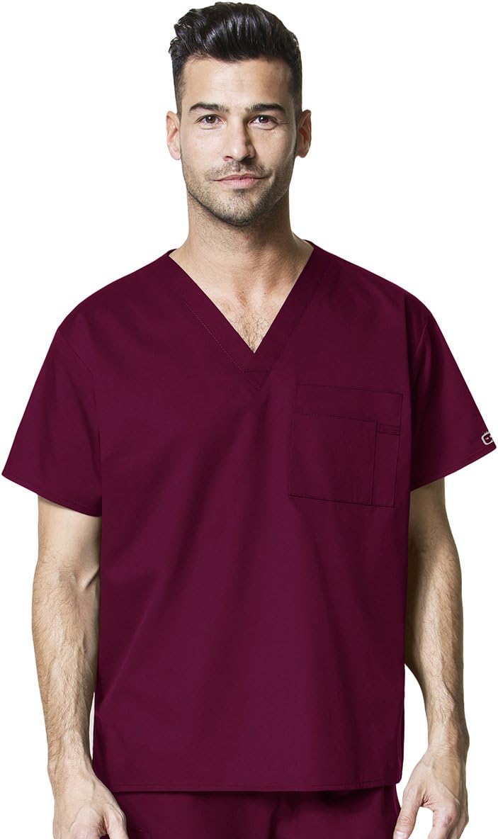 XL, Wink WonderWORK Unisex V-Neck Scrub Top, Wine