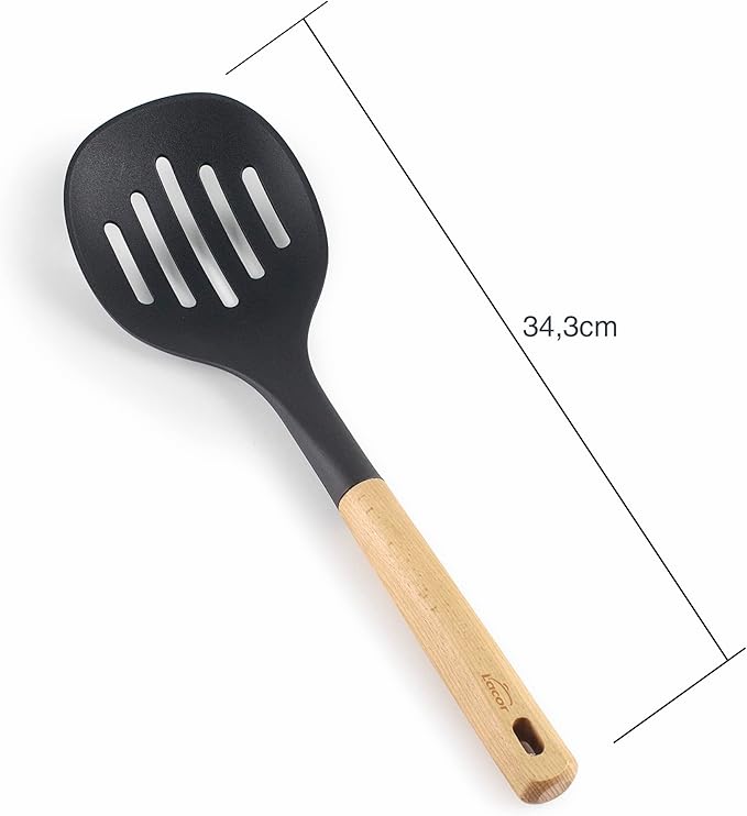 68283 - Nordic Skimmer, Kitchen Utensils, Nylon Head, BPA-Free, Non-Stick Coating, Ergonomic Beech Wood Handle, Length 34.3 cm