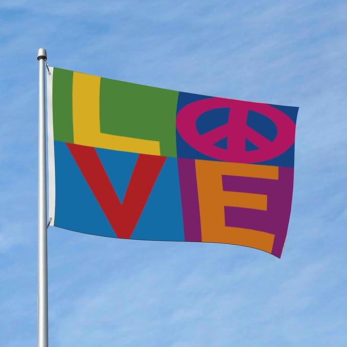 Love and Peace Flag 3X5 Ft for Outdoor, World Peace Love Garden Flag Pride Month Burlap Yard Outside Home Decorations Banners With 2 Brass Grommets