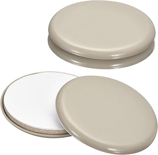 uxcell Furniture Sliders, 4Pcs 2 3/4" - Plastic Self-Adhesive Round Sliding Pads, Chair Glides for Carpeted Tile Vinyl Hardwood Floors (Grey)