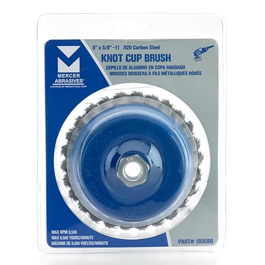 189080 - 5" x 58"-11 Knot Cup Brush, .020 Carbon Steel Wire