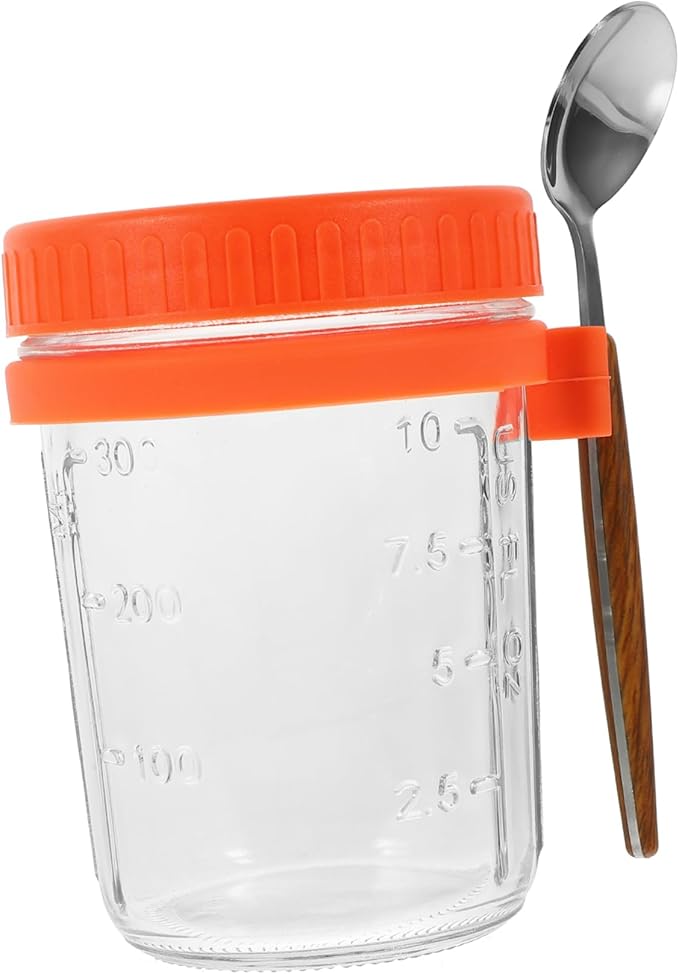 MAGICLULU 400ml Mason Jar Overnight Oats Cup Container with Lid for Oatmeal Smoothies and Salads Practical Snack Prep Cup for Breakfast and Meal Prep