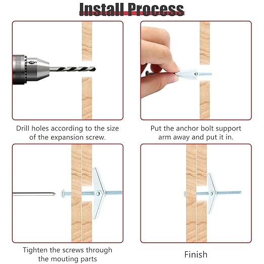 12 Pcs 18 x 2 Inch Spring Toggle Bolt, Heavy Duty Drywall Anchors, Butterfly Anchors, Stainless Steel Hanging Nuts for Hanging Heavy Items on Drywall Wood