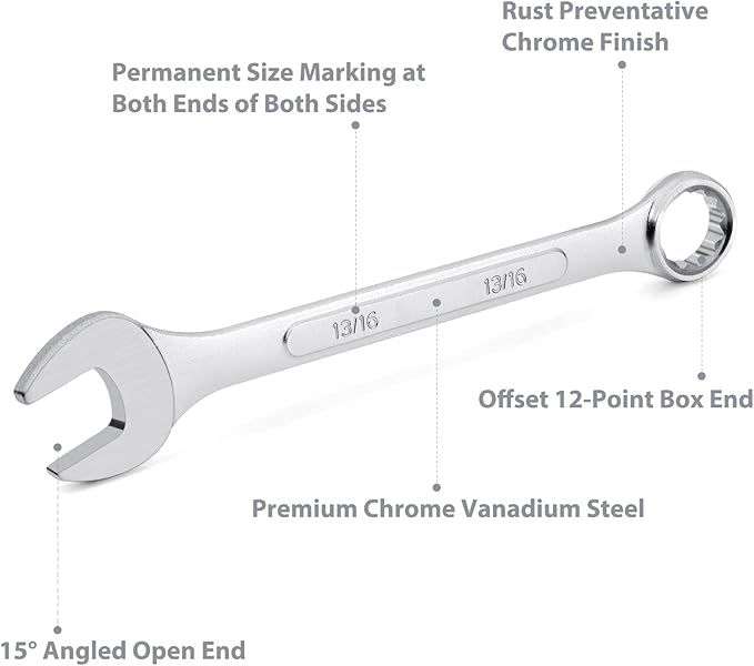 30-Piece Ultimate All-Purpose Combination Wrench Set in Roll-up Pouch | SAE 1/4” to 1”, Metric 6mm to 24mm | Best Value Complete Wrench Set for General Household, Garage, Truck, Car, Travel Emergency