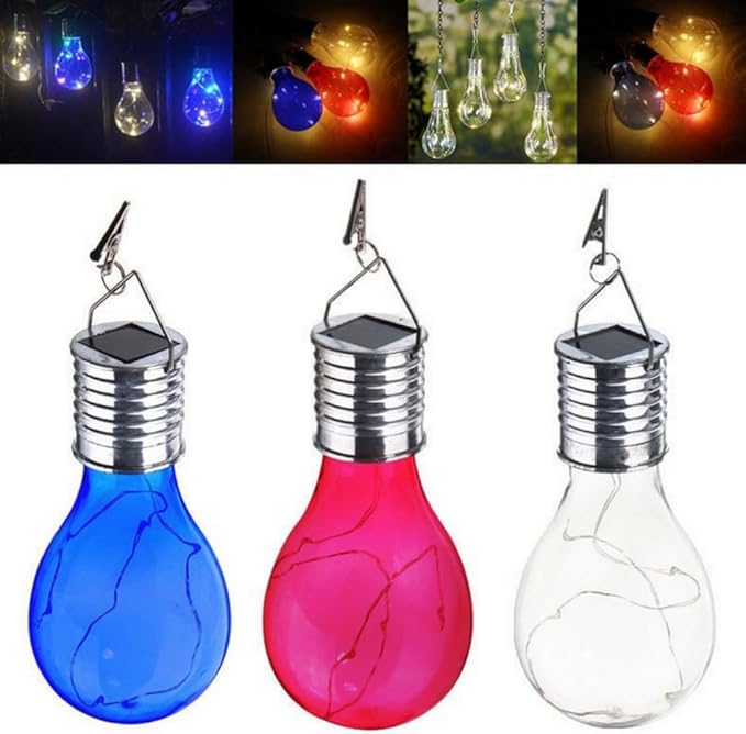 Solar Hanging Camping Lights Garden Yard Pathway Waterproof LED Light Bulb (Red)