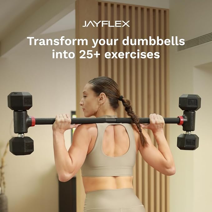Jayflex Hyperbell Dumbbell Converter - Convert Dumbbells to Barbell Set and Kettlebell for Home Fitness - Adjustable Up to 200 lb Capacity Weight Barbell for Weight Lifting